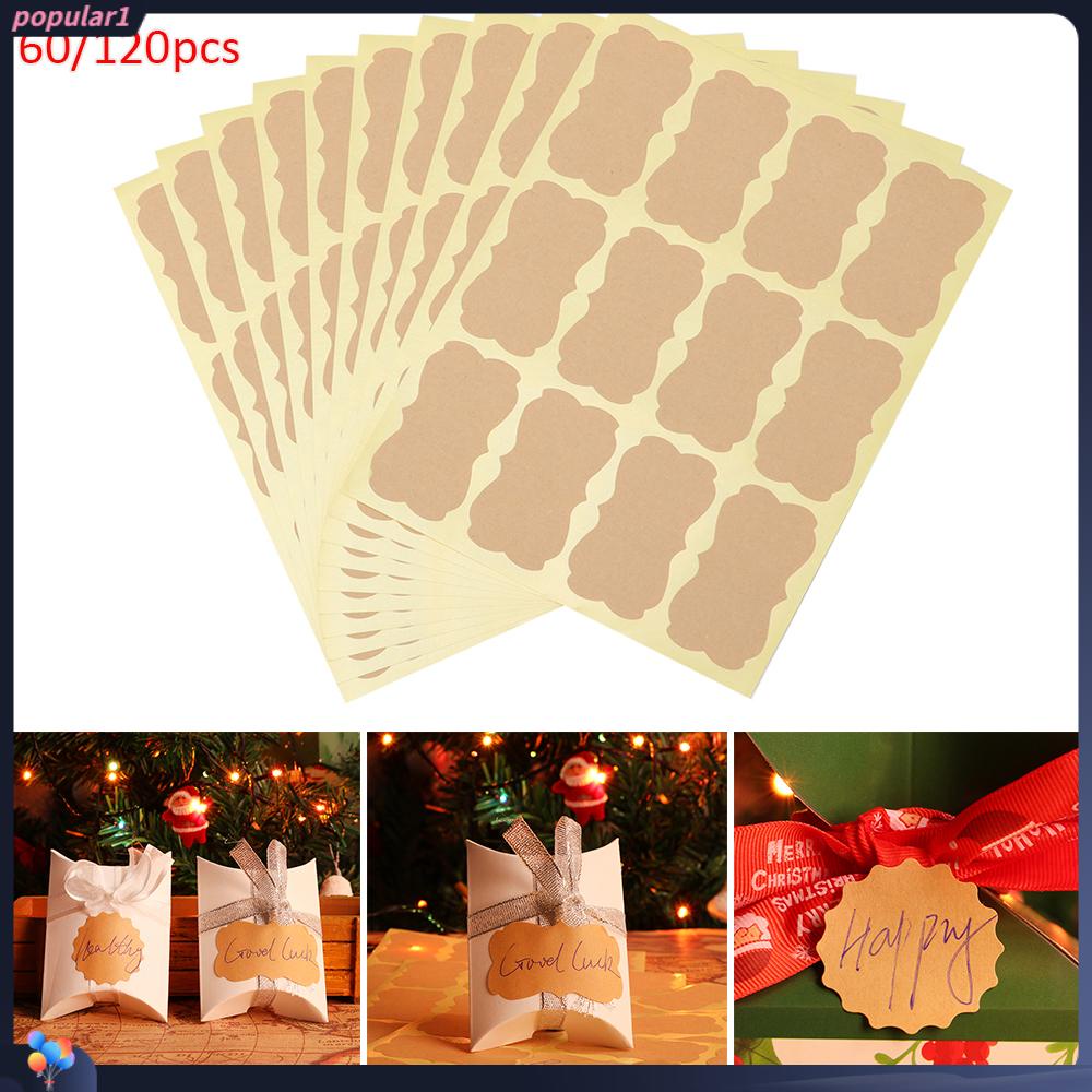 Populer 60/120pcs Label Stiker Desain DIY Kreatif Dekorasi Kue Kertas Perekat Diri Lengket