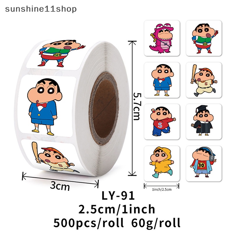 Sho500/ pcs Crayon Shin-chan Sealing Sticker Lucu Kartun Hadiah Anak Dorongan Stiker Hadiah Anak Decor Perlengkapan Guru N