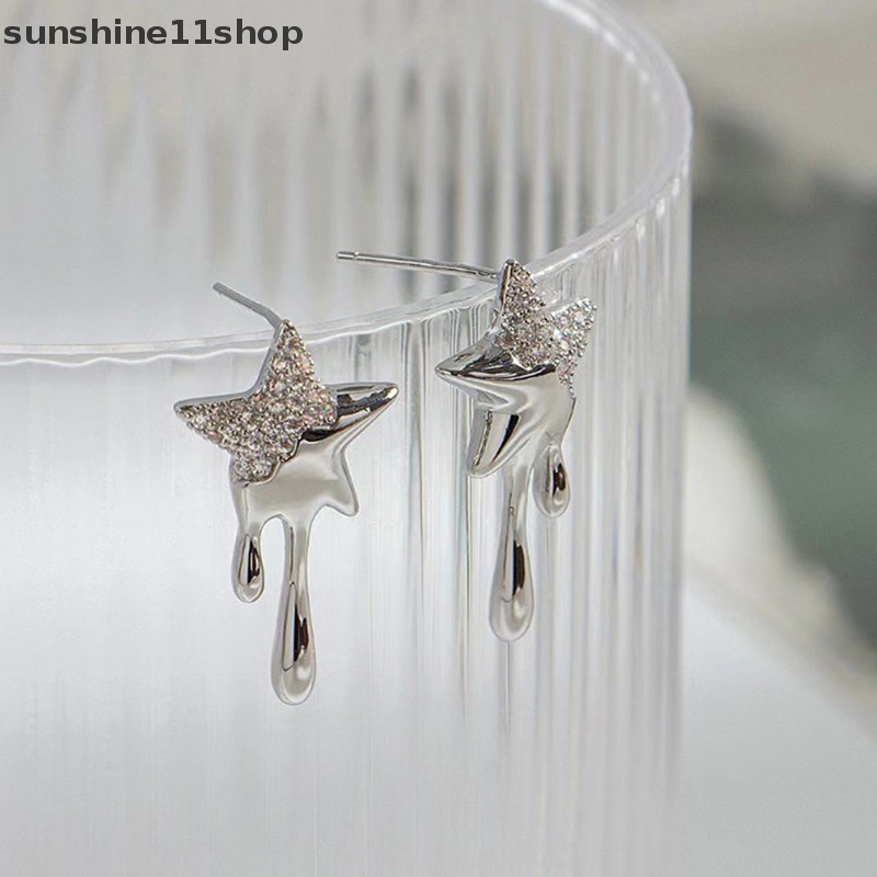 Sho Fashion Anting Stud Zircon Lava Bintang Desain Trendi Temperamen Korea Anting Kepribadian Sederhana Untuk Perhiasan Wanita N