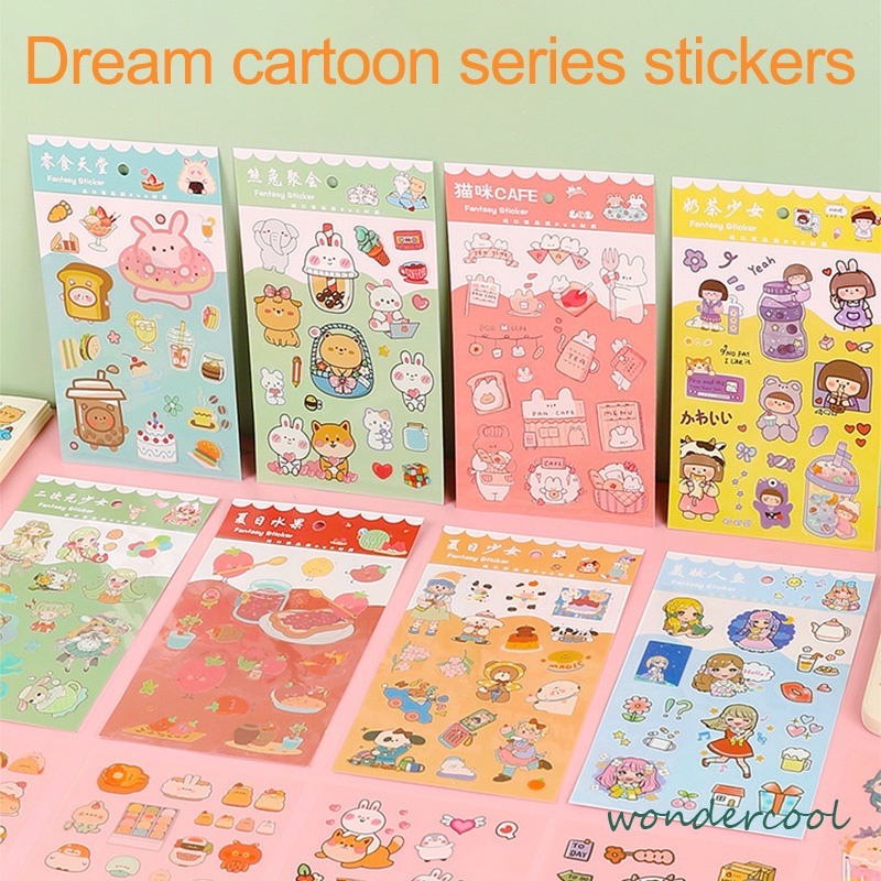 6pc Stiker Cute Cartun Lucu Food Pet Diy Diary Jurnal Palnner Deco Hias-Won