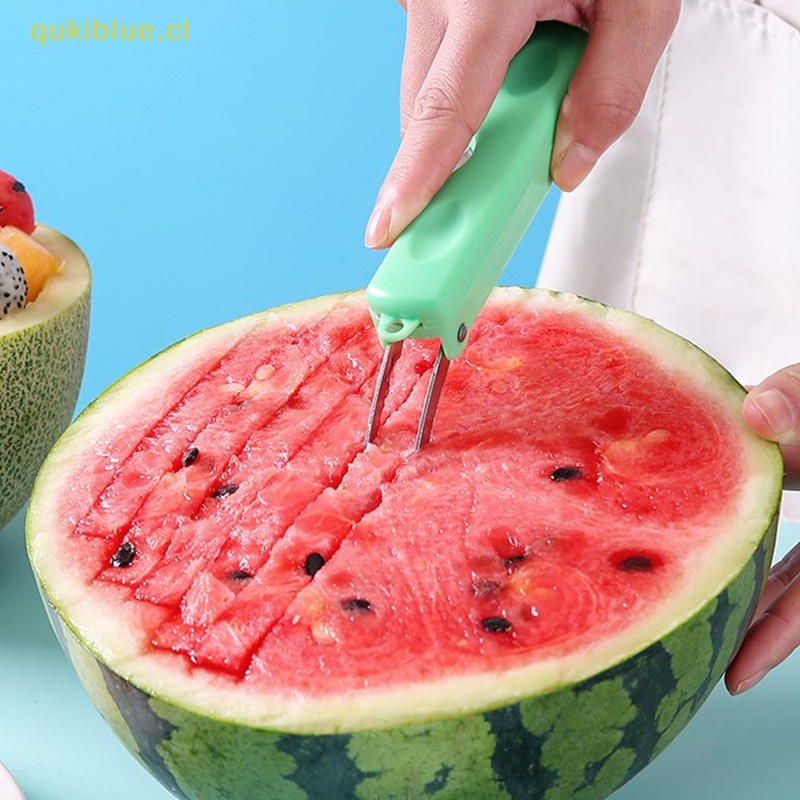 Qukiblue 3in1 Watermelon Splitter Pulp Spoon Penggali Bola Buah Alat Potong Rumah Tangga cl