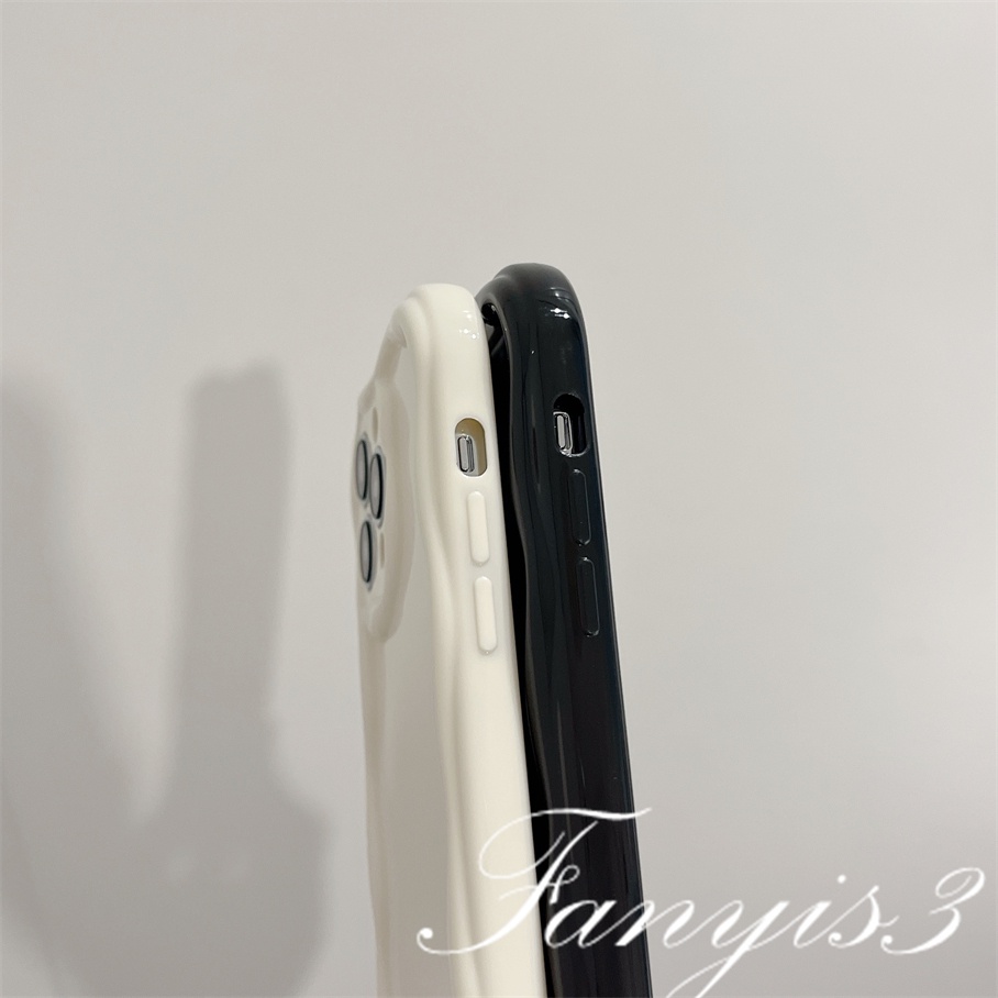 Compatible For IPhone 14 13 12 11 Pro Max X XR Xs Max 8 7 6s Plus SE 2020 Kompatibel Untuk Hitam Putih Bergelombang Tepi Melengkung Casing Ponsel TPU Soft Cover Pelindung