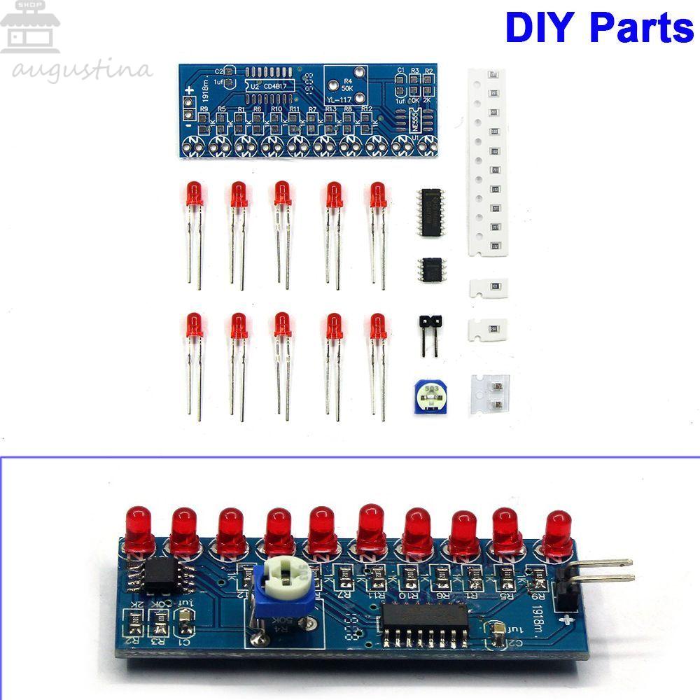 Agustinina Lampu Air DIY Bagian Cerdas Lampu Aliran Lampu Air Mengalir Lampu Indikator Lampu Kit Elektronik Bagian DIY NE555+CD4017 Cahaya