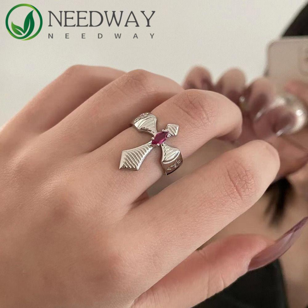 Needway   Wanita Pembukaan Cincin Trendi Halus Punk Niche Desain Jari Cincin Gadis Hadiah Paduan Gaya Korea Cincin