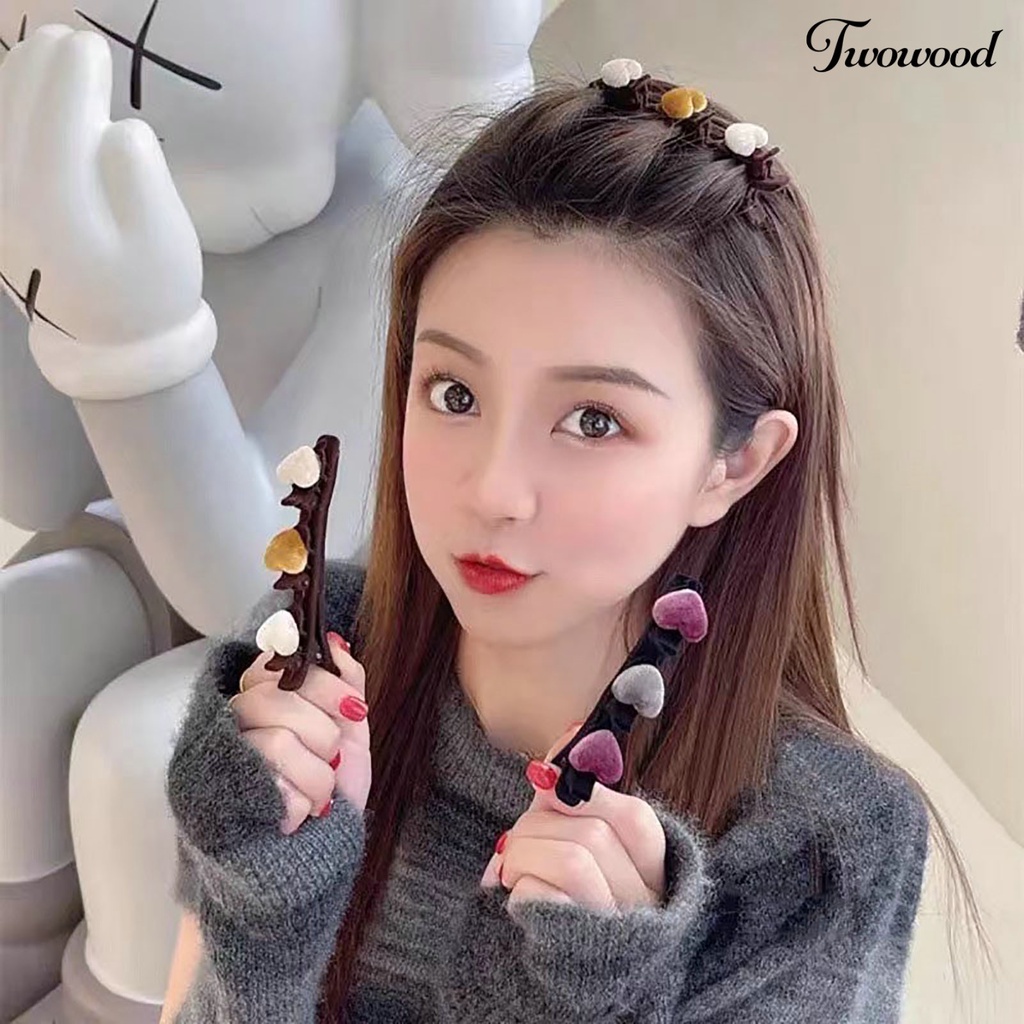 Twowood Heart Decor Elegan Sederhana Wanita Jepit Rambut Lint Double Layer Hairpin Hair Clip Aksesoris Rambut