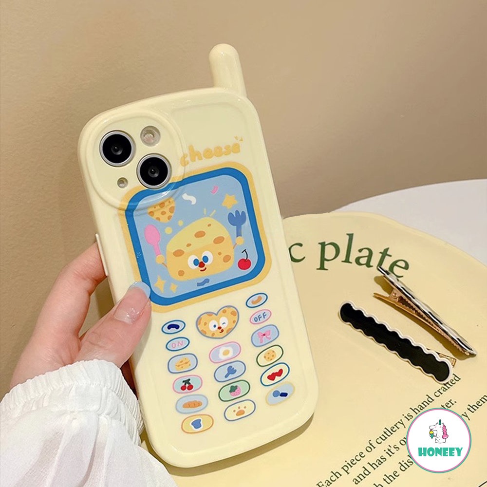 IPHONE Ins Casing Ponsel Keju Lucu Untuk Iphone14 13 12 11 Pro Max XS XR 7 8Plus Kawaii Desain Keyboard 3D Tahan Guncangan Soft Cover