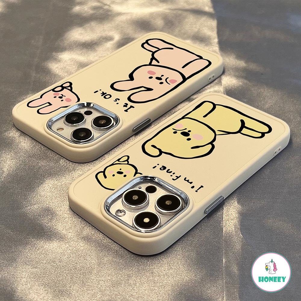 IPHONE Kelinci Lucu Kartun Anjing Anjing Pasangan Lucu Casing Ponsel Untuk Iphone14 13 12 11 Pro Max Shockproof Bumper Lembut Penutup Belakang