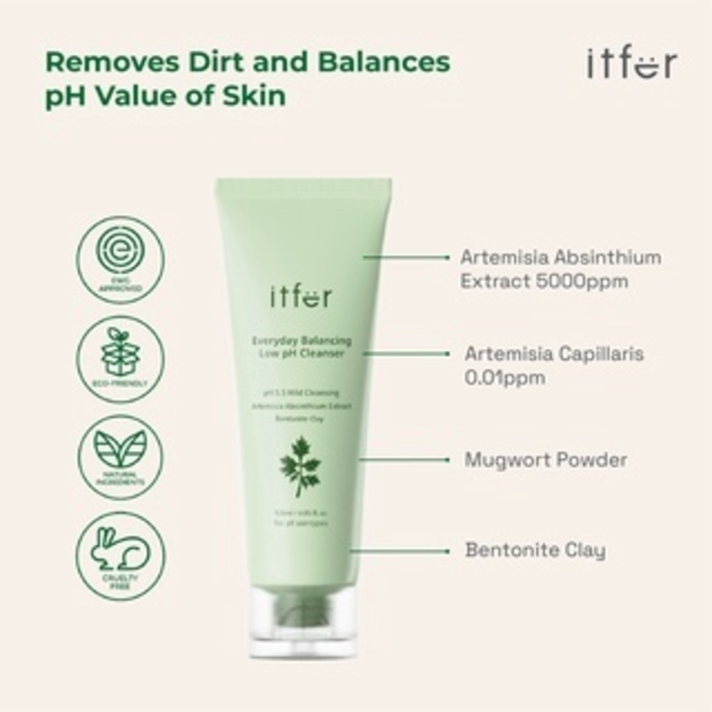 ITFER Everyday Balancing Low PH Cleanser (120 ml) -  Facial wash yang dapat memberikan kulit yang cerah dan mengurangi stres