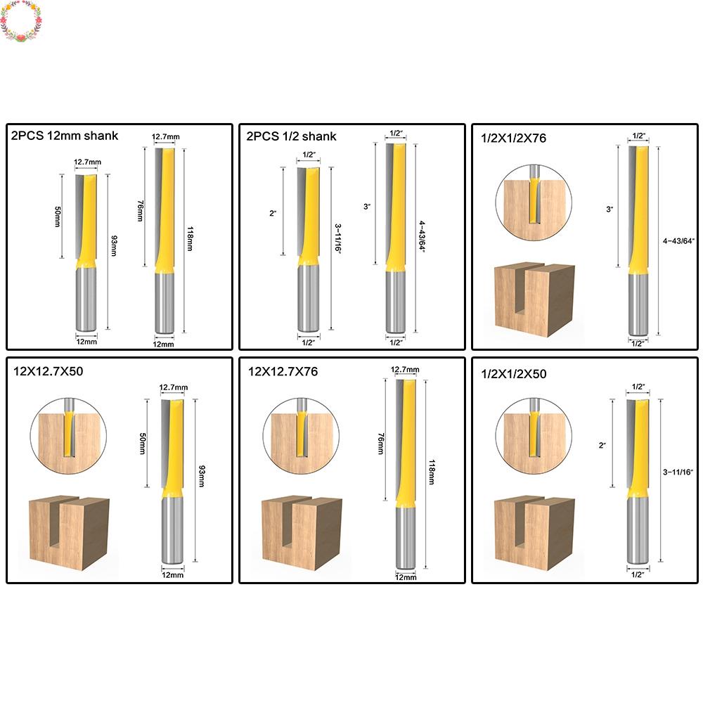 45 # Paket Ganda Bahan Baja1/2Inch Shank Micro Grain Carbide Router Bit Untuk DIY Woodworking