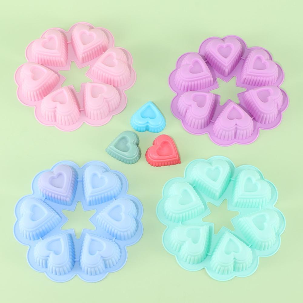 Jeromy Cupcake Cetakan Diy Serbaguna Silikon Love/Heart Shaped Six Grid Bakeware