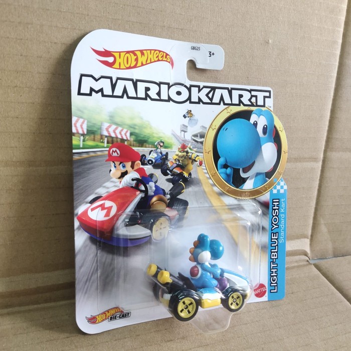 Hotwheels Mario Kart Light Blue Yoshi Standard Kart