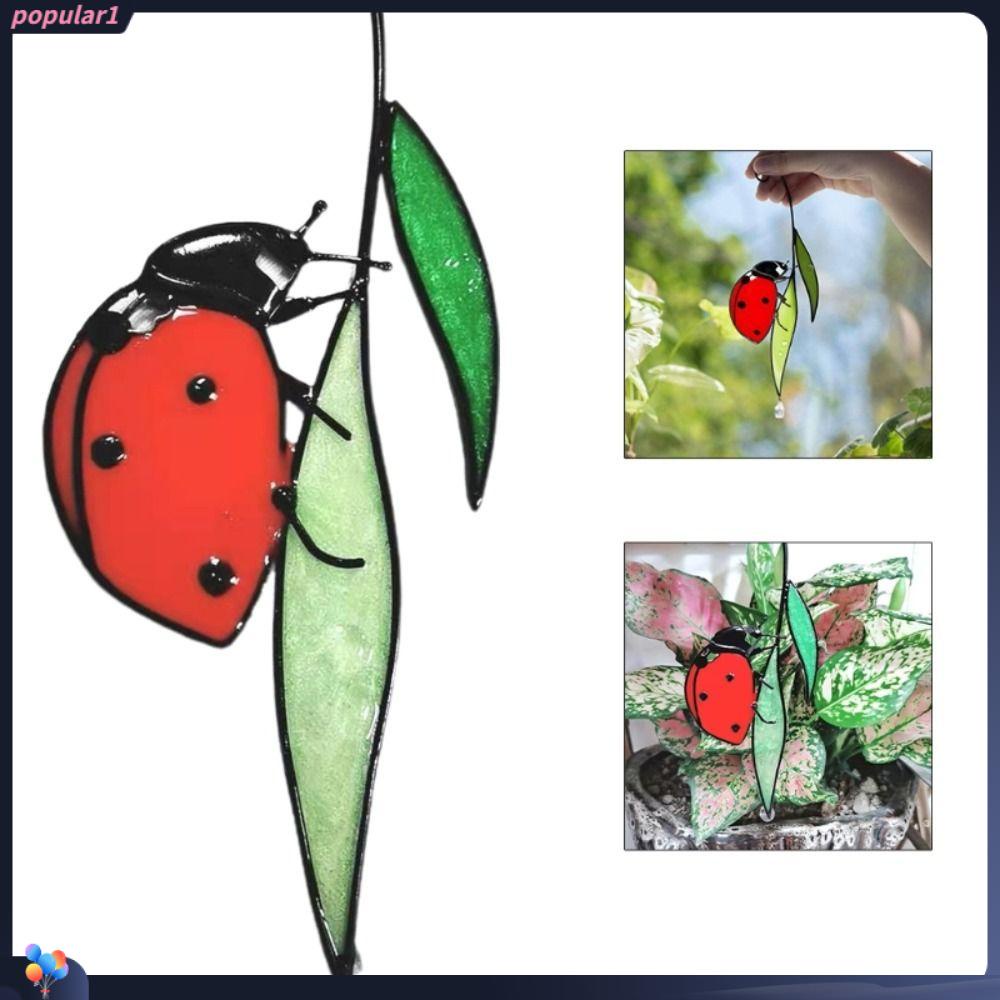 Populer Ladybug Suncatcher Kaca Patri Ornamen Taman Dekorasi Halaman Mobil Liontin