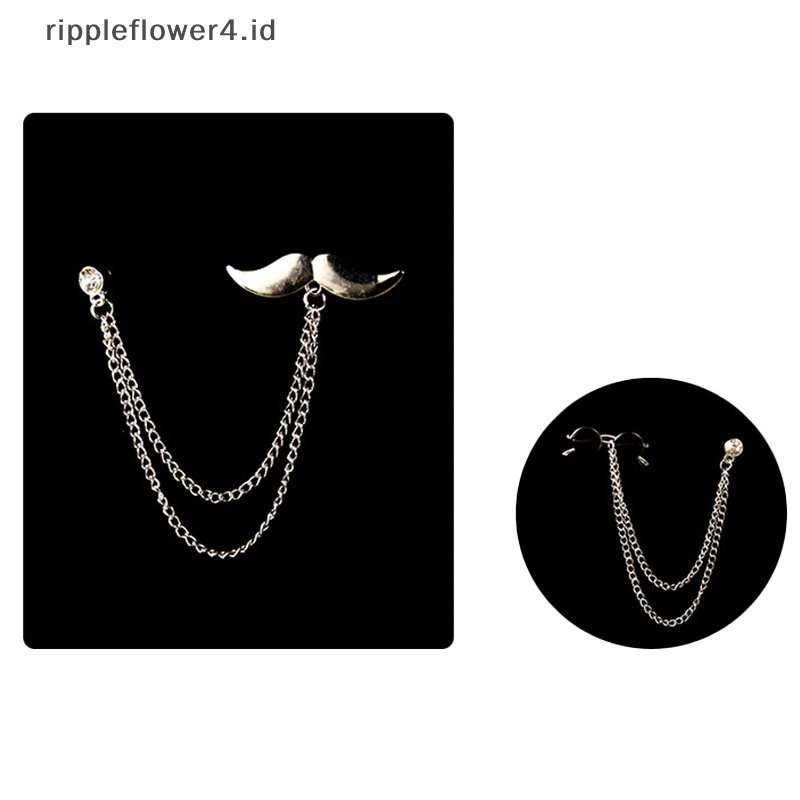 {rippleflower4.id} Bros Kumis Kacamata Kristal Rumbai Rantai Kerah Pin Jas Baju Pakaian Bros Untuk Wanita Pria Payudara Bunga Sepatu Topi Aksesoris~