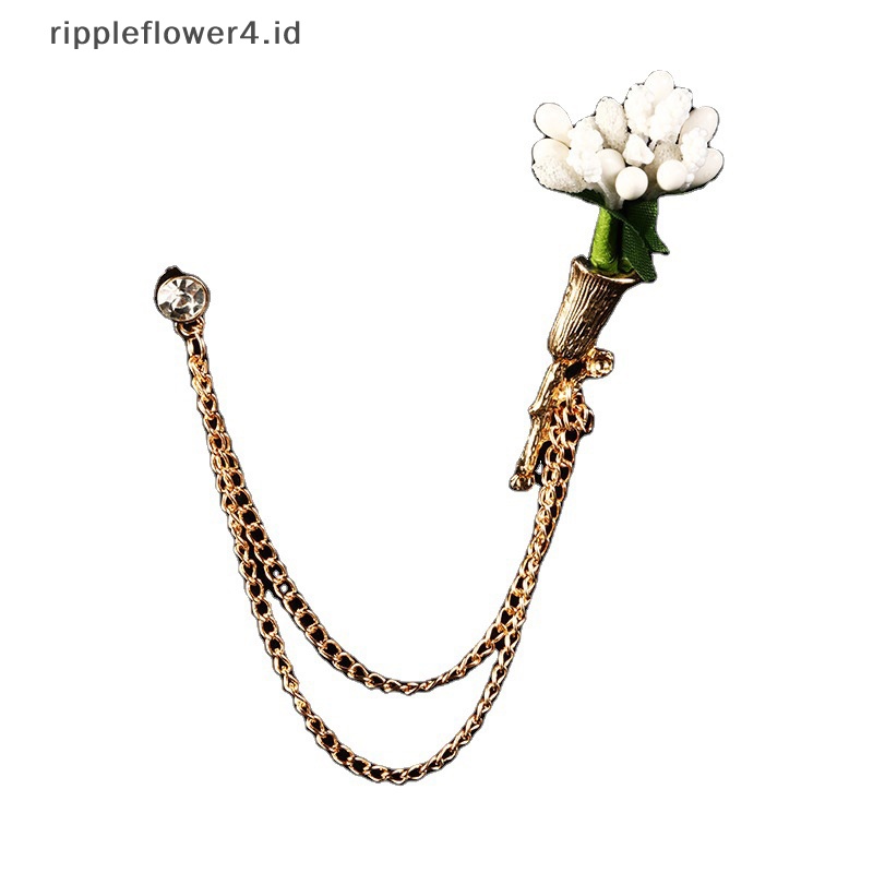 {rippleflower4.id} Bros Bunga Warna-Warni Kristal Rumbai Rantai Kerah Pin Jas Baju Pakaian Bros Untuk Wanita Pria Breast Flower Shoes Topi Aksesoris~