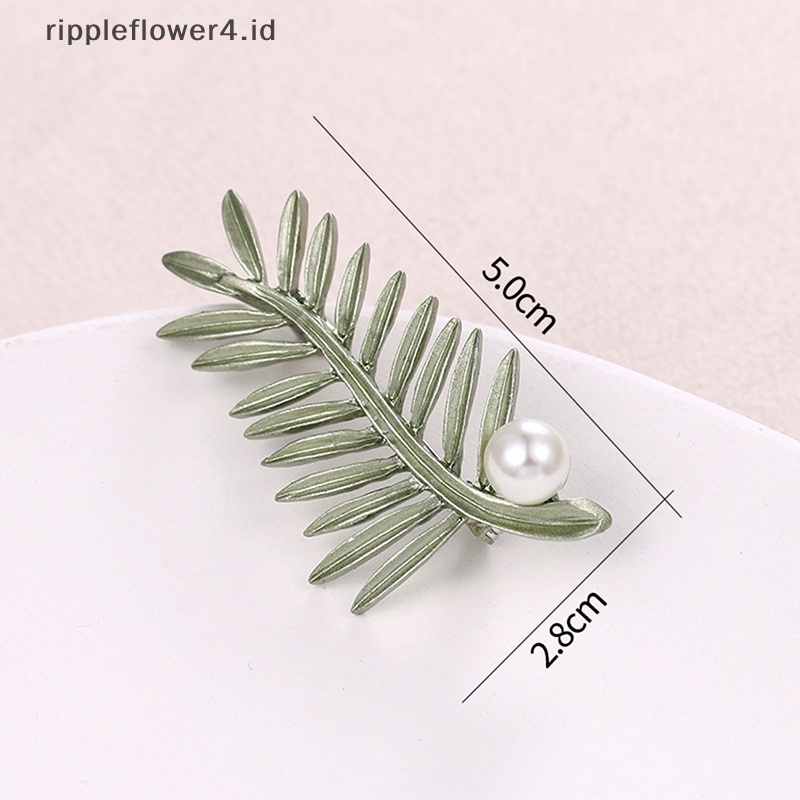 {rippleflower4.id} Vintage Warna Hijau Tanaman Mutiara Pin Pohon Daun Bunga Bros Wanita Perhiasan Hadiah~