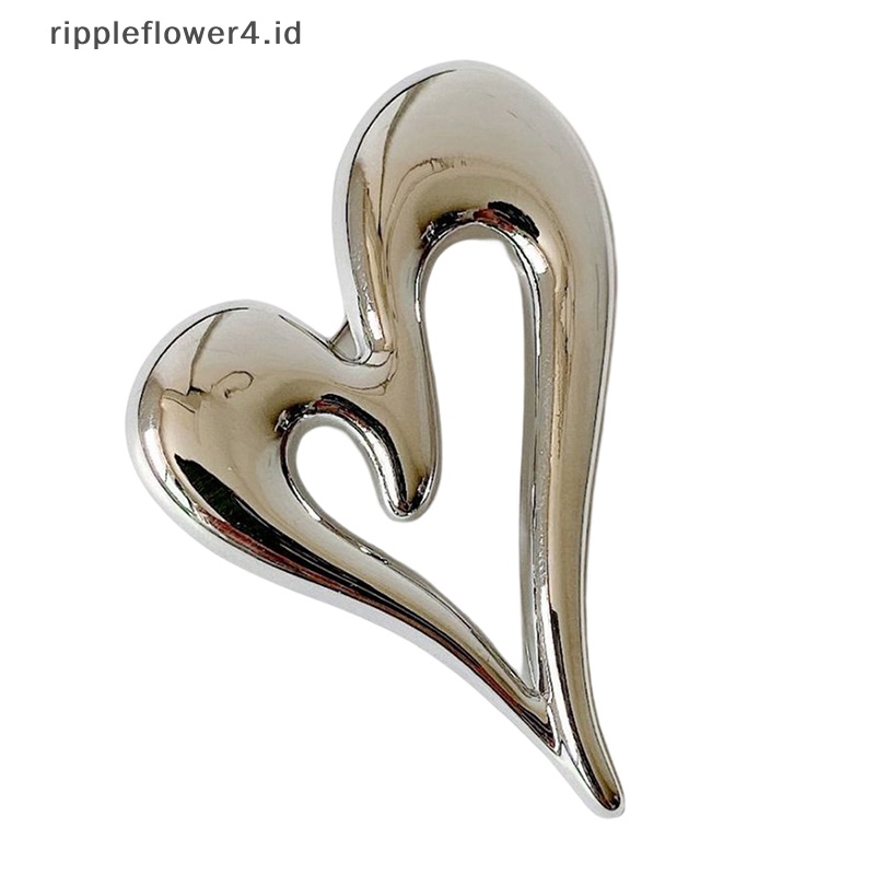 {rippleflower4.id} Bros Hati Logam Desain Sederhana Hati Cinta Wanita Unisex Bros Pin Hadiah~