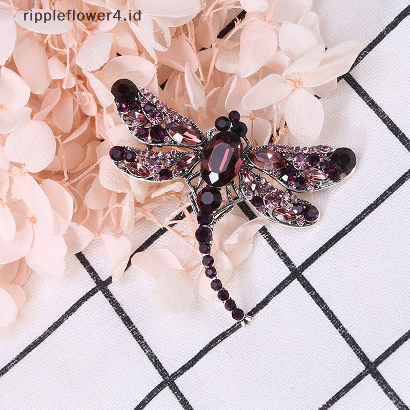 {rippleflower4.id} Kristal Vintage Capung Bros Untuk Wanita Fashion Serangga Bros Pin Perhiasan~