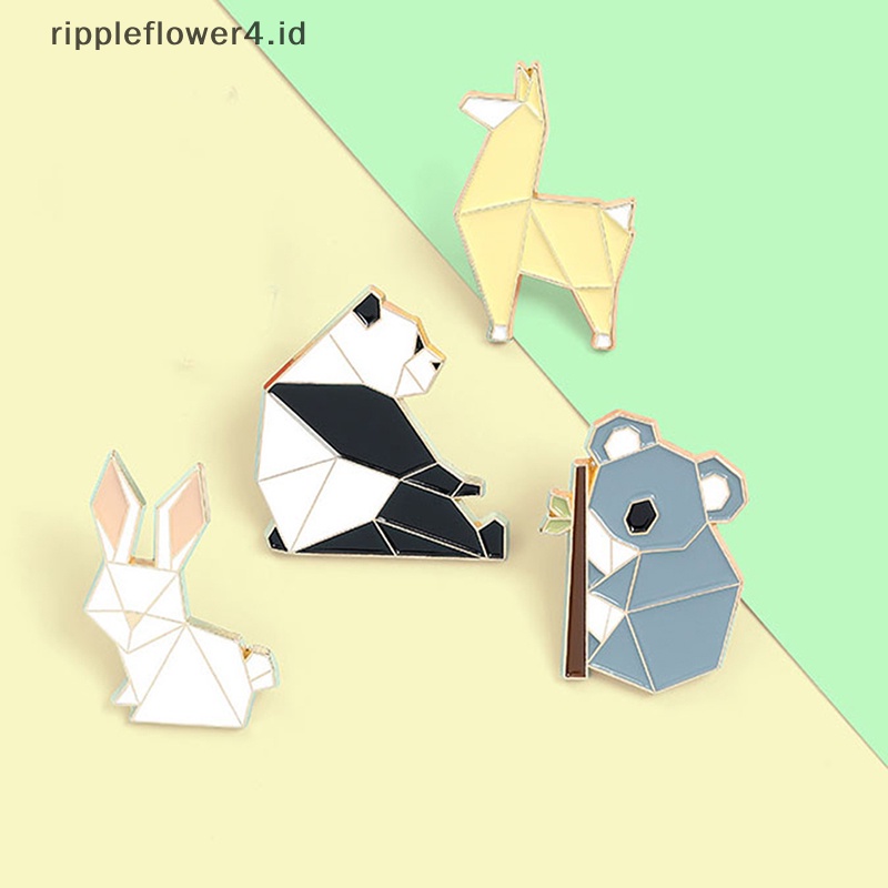 {rippleflower4.id} Pin Enamel Hewan Panda Koala Alpaka Kelinci Bros Tas Pakaian Kerah Pin Lencana~