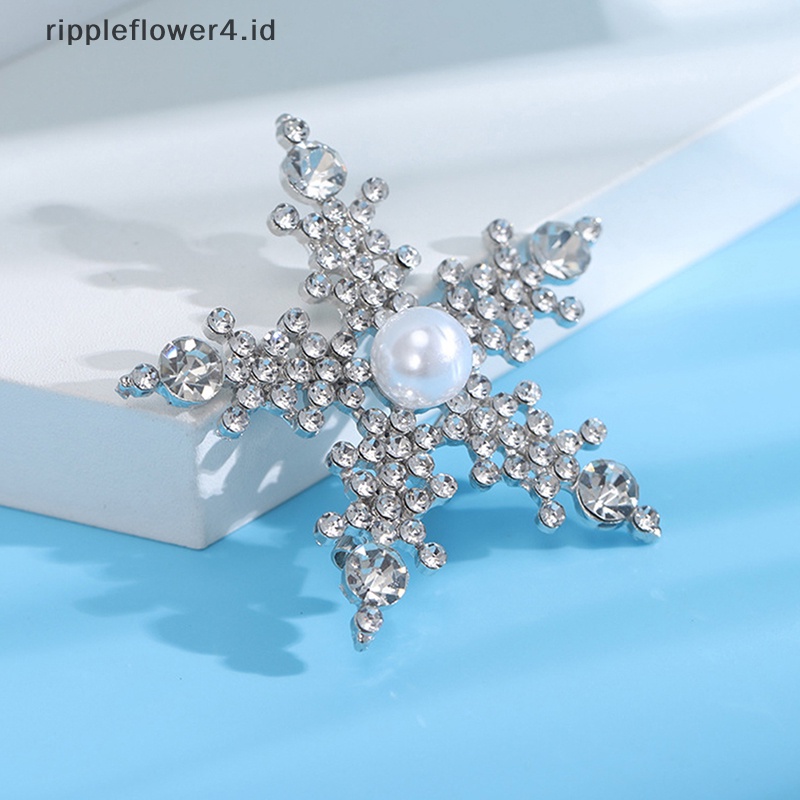 {rippleflower4.id} Bros Snowflake Berlian Imitasi Baru Untuk Wanita Unisex Natal Tahun Baru Pesta Bros Pin Hadiah~