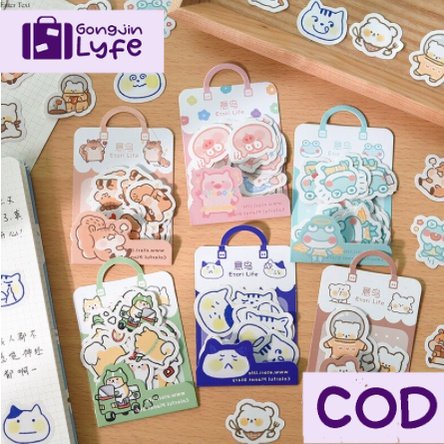 [Gongjin] Sticker Etori 40pcs Mini Bag / Lot Stiker Kertas Gambar Kucing Kawaii Untuk Diary Bujo Jurnal Journal Scrapbook Bullet Journaling