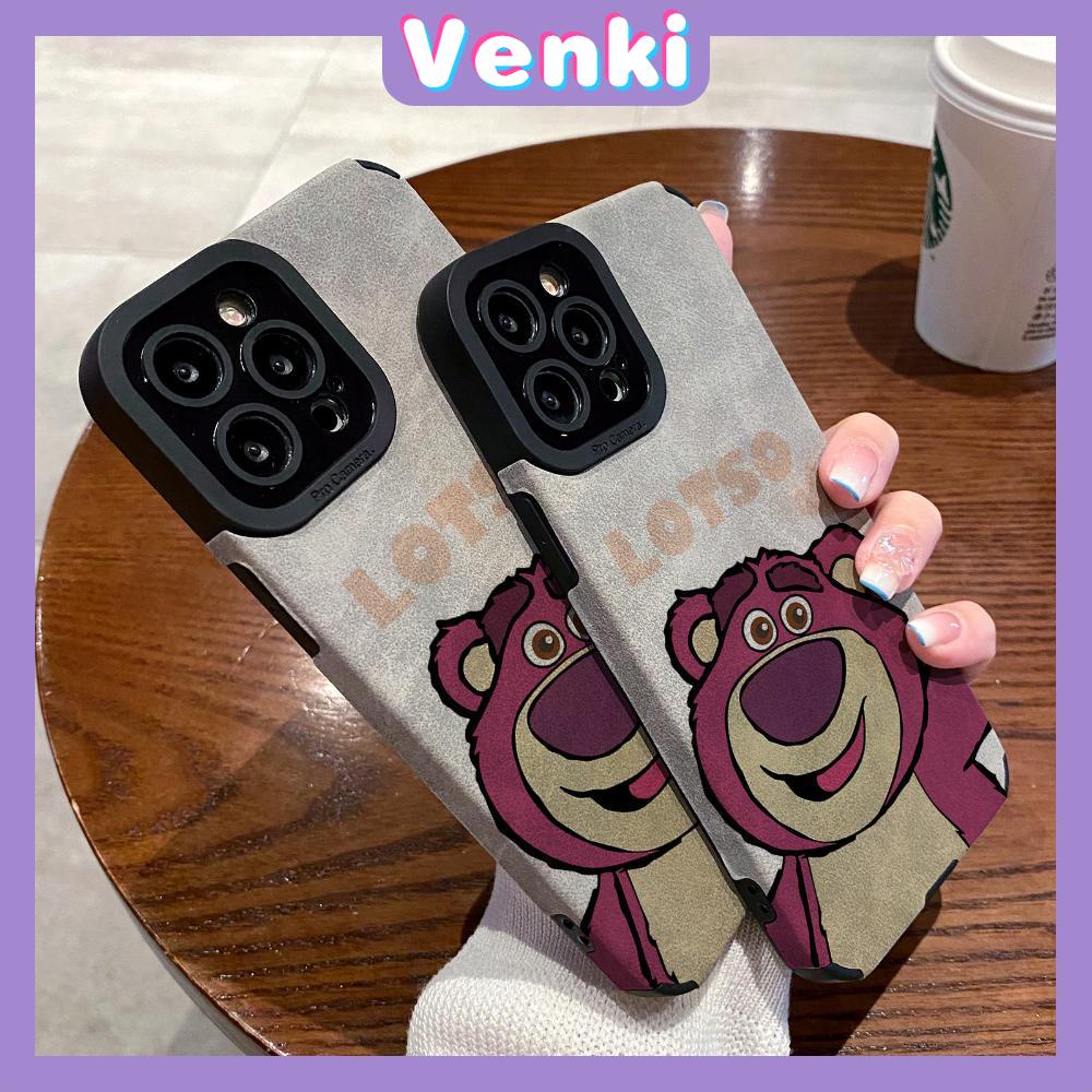 VENKI - Untuk iPhone 11 Case Kulit Dilaminasi Pupil Mata Suede Phone Case Soft Shockproof Airbag Case Pelindung Kamera Lucu Beruang Merah Muda Kompatibel dengan iPhone 14 13 Pro max 12 xr xs