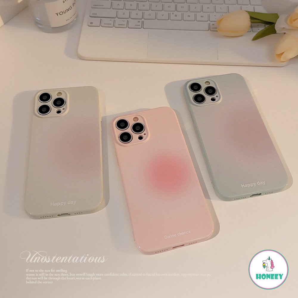 Fashion Gradien Halo Dye Warna Permen Casing Ponsel Untuk iPhone14 13 12 11 Pro Max 14Plus Perlindungan Lensa Shockproof Bumper Cover