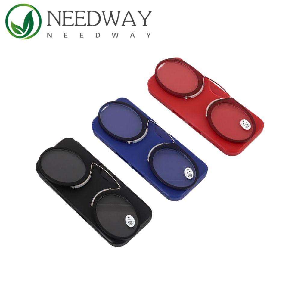 Needway  Kacamata Presbyopic Mini Ultra Tipis Tanpa Kaki Pria Wanita Logam Kacamata Baca