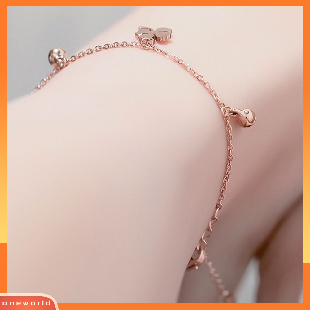 [WOD] Lucky Clover Bells Charm Anklet Kaki Rantai Wanita Musim Panas Sandal Ankle Bracelet