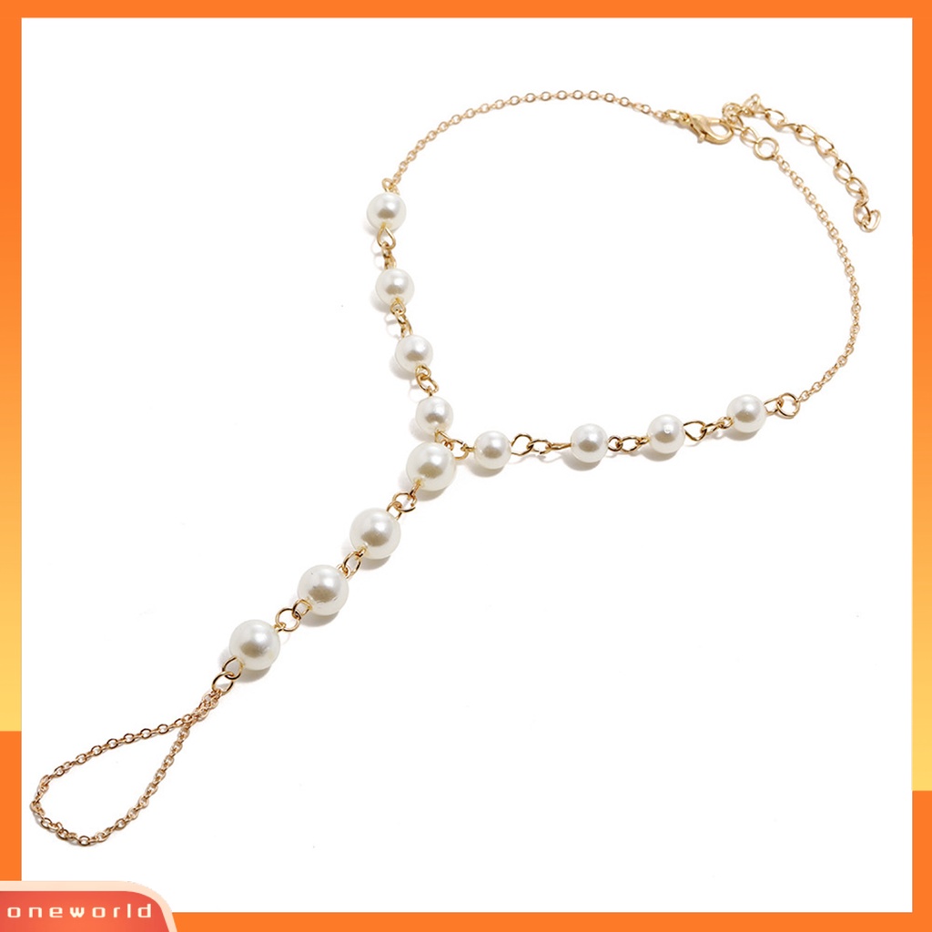 [WOD] Wanita Gelang Kaki Mutiara Imitasi Perhiasan Adjustable Handmade Toe Kaki Sambung Gelang Untuk Pakaian Sehari-Hari Liburan Pantai