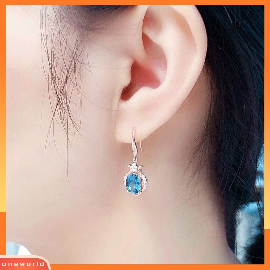 [WOD] 1pasang Anting Kait Imitasi Topaz Berlian Imitasi Wanita Kilau Terang Tahan Lama Drop Earrings Untuk Pernikahan