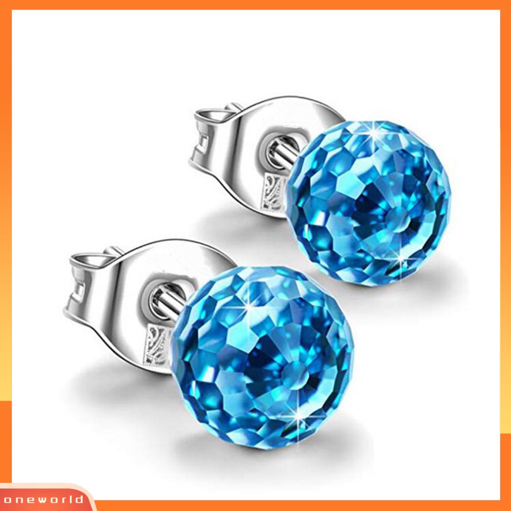 [WOD] Fashion Wanita Desain Bola Kristal Imitasi Ear Stud Earrings Perhiasan Hadiah Aksesori