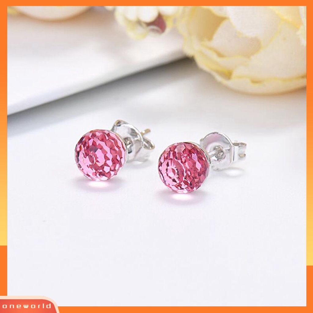 [WOD] Fashion Wanita Desain Bola Kristal Imitasi Ear Stud Earrings Perhiasan Hadiah Aksesori