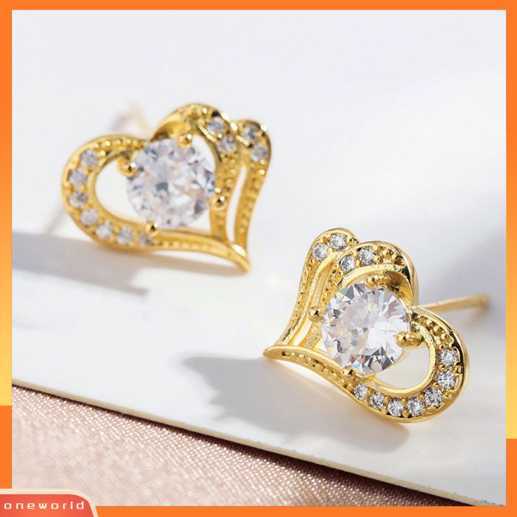 [WOD] 1pasang Anting Wanita Berbentuk Hati Fashion Perhiasan Alloy Woman Ear Studs Jewelry Gift Untuk Pesta