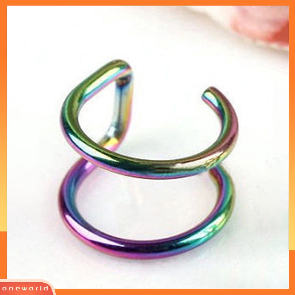 [WOD] Ear Clip Cuff Keren Non Piercing Anting Tulang Rawan Palsu Stainless Steel 2baris Untuk Bar