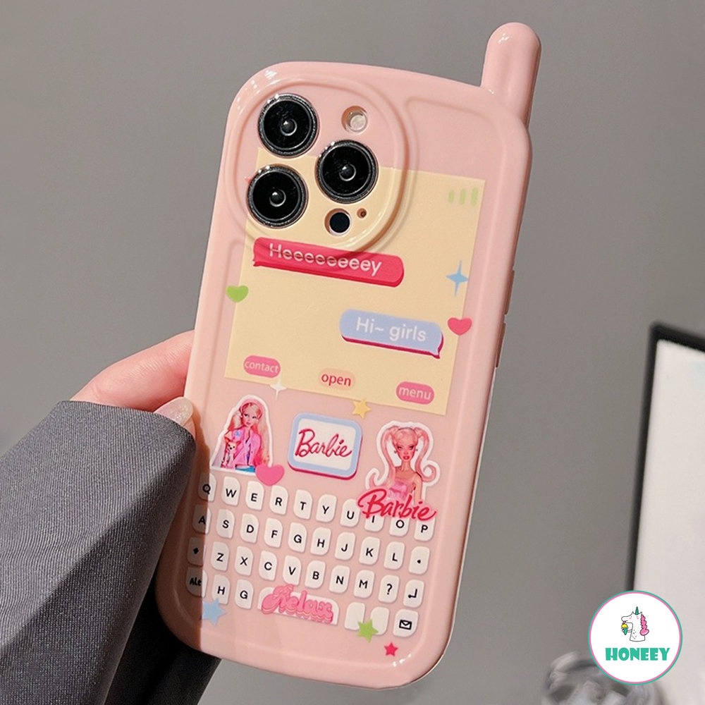 Pink Casing Telepon Retro Kompatibel Untuk iPhone 14 Pro Max11 12 13 Pro Max XS XR 7 8plus Kartun Gadis Shockproof Soft Cover