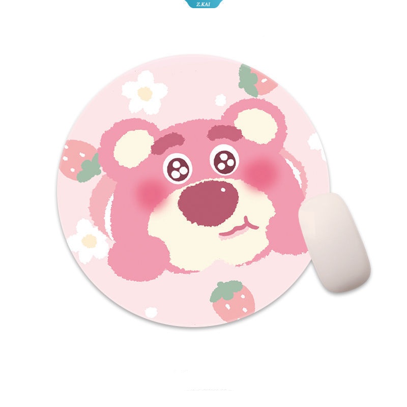 Strawberry Bear Alas Mouse Bulat Pelindung Pergelangan Tangan Keyboard Meja Soft Pad Office Mouse Pad Pink Student Cute Style Mouse Pad [ZK]