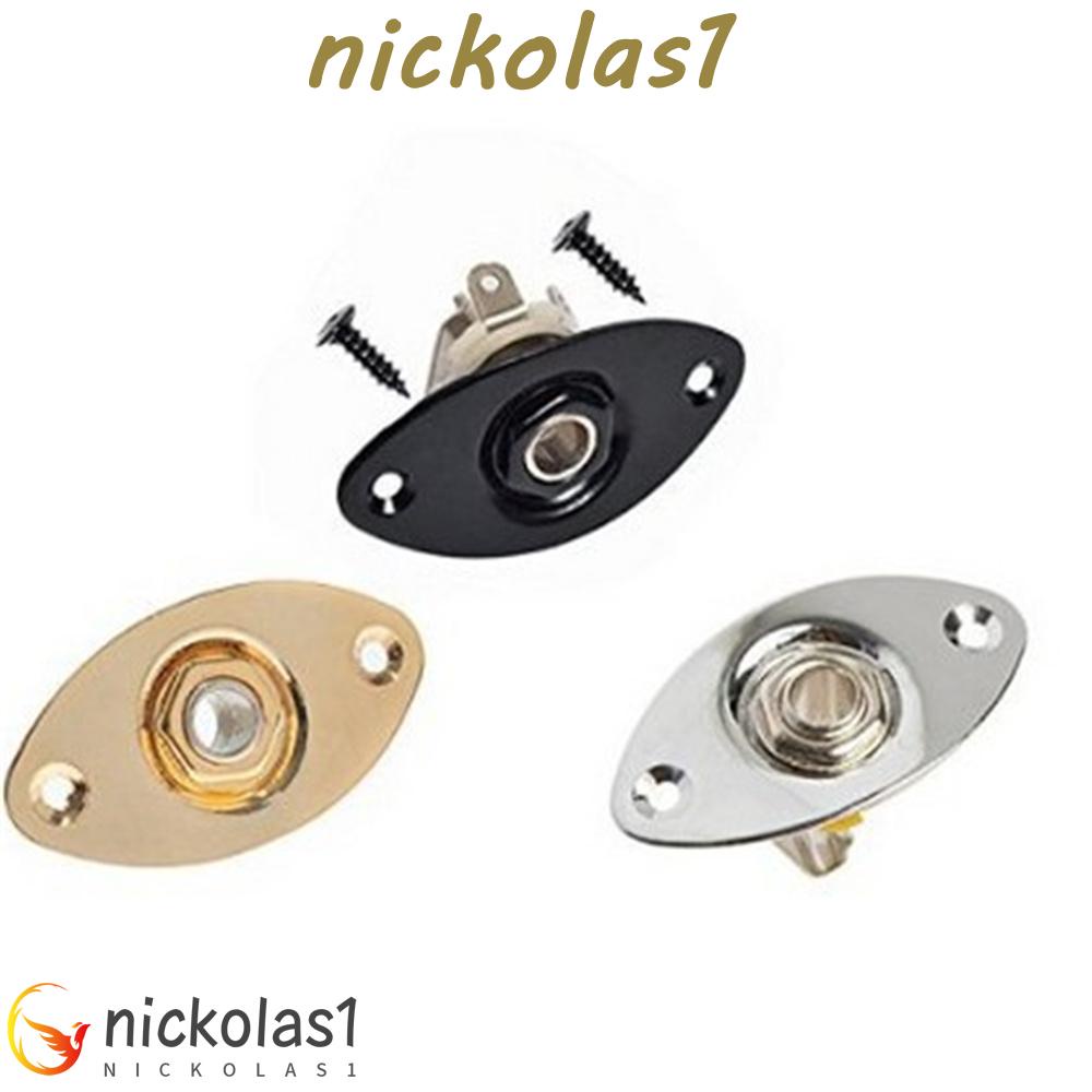 Nickolas1 Stop Kontak Output 3warna Metal Guitar Replacemnet Bagian Gitar Listrik Jack Plat &amp; Sekrup Audio Output