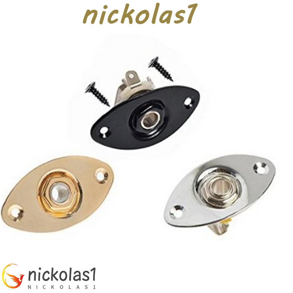 Nickolas1 Stop Kontak Output 3warna Metal Guitar Replacemnet Bagian Gitar Listrik Jack Plat &amp; Sekrup Audio Output