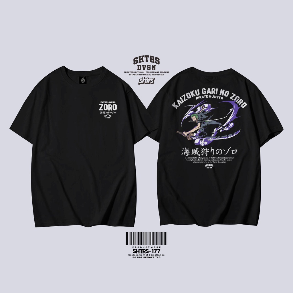 Baju Atasan Kaos Distro Anime Pria Lengan Pendek Terbaru Keren 2022 One Piece Zoro Kaizoku Gari