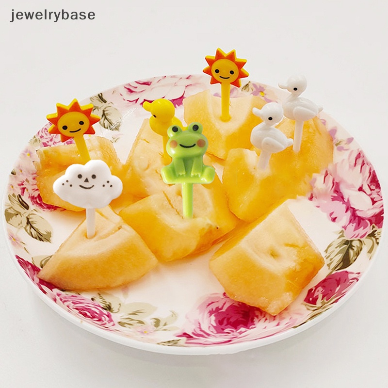 [jewelrybase] 8 Pcs Animal Sun Cake Garpu Buah Food Grade Plastik Mini Kartun Anak Pesta Dekorasi Butik