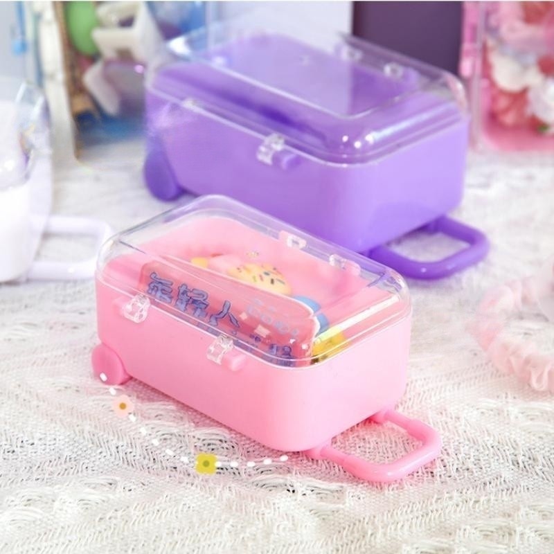 Mini Roller Travel Suitcase Candy Box/ Kepribadian Kreatif Pernikahan Kasus Plastik/ Bagasi Troli Mainan Kecil Storage Box Organizer