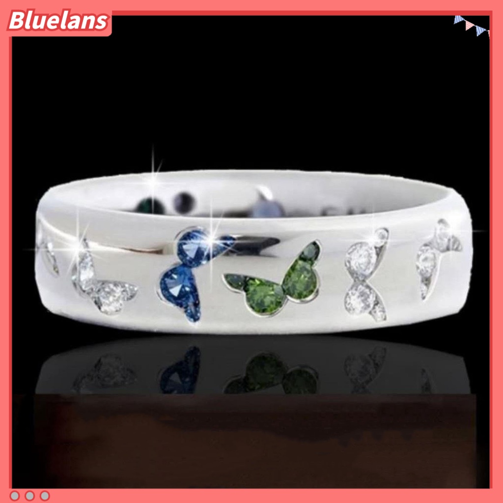 [BLS] Cincin Wanita Mengkilap Motif Kupu-Kupu Stainless Indah Warna Campur Lady Finger Ring Untuk Pernikahan