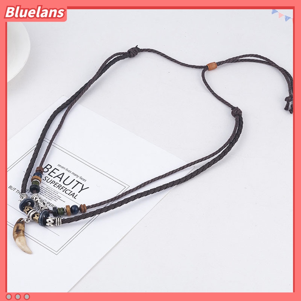 [BLS] Pria Kalung Vintage Kepang Hias Gaya Etnik Pria Liontin Kalung Hadiah