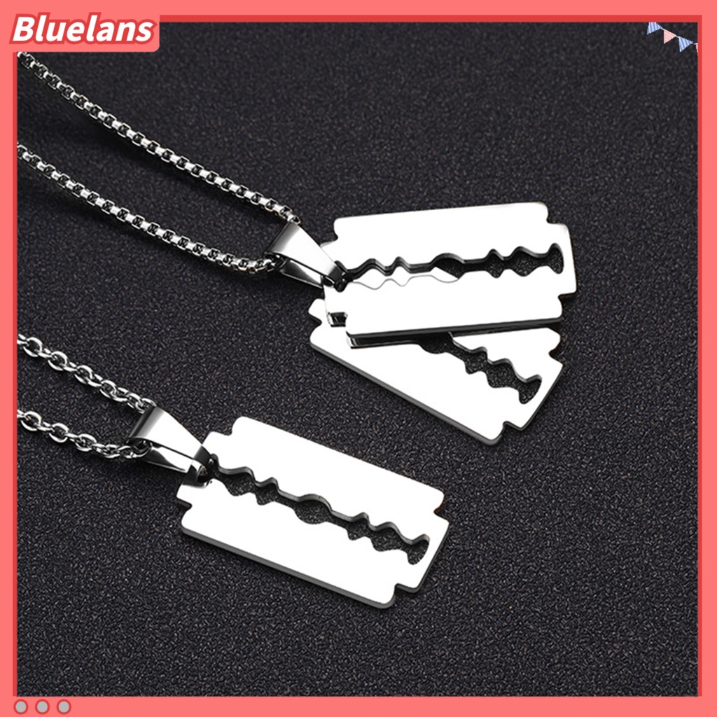 [BLS] Rantai Klavikula Pisau Liontin Kepribadian Geometris Electroplating Anti Karat Dekorasi Leher Hypoallergenic Fashion Warna Perak Liontin Kalung Untuk Pacaran