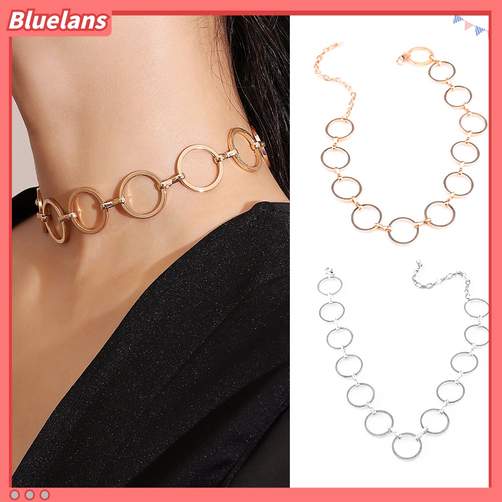 [BLS] Pesta Malam Beberapa Lingkaran Choker Wanita Sederhana Geometris Kalung Perhiasan