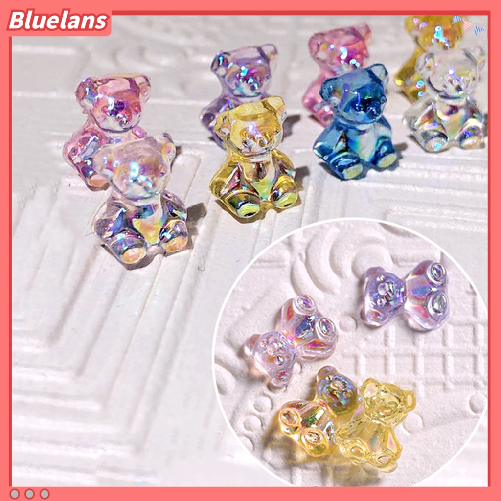 [BLM] Stiker Sequin Nail Art Resin Motif Beruang Berkilau Untuk DIY