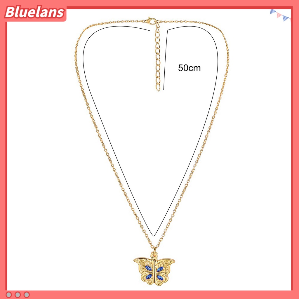 [BLS] Kalung Wanita Butterfly Open Heart Berlian Imitasi Women Pendant Untuk Hadiah