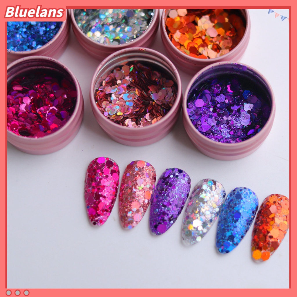 [BLM] Nail Art Payet Gaya Hexagon Reflektif Ultra Tipis Nail Sequin Glitter Hiasan Charms Untuk Manicure