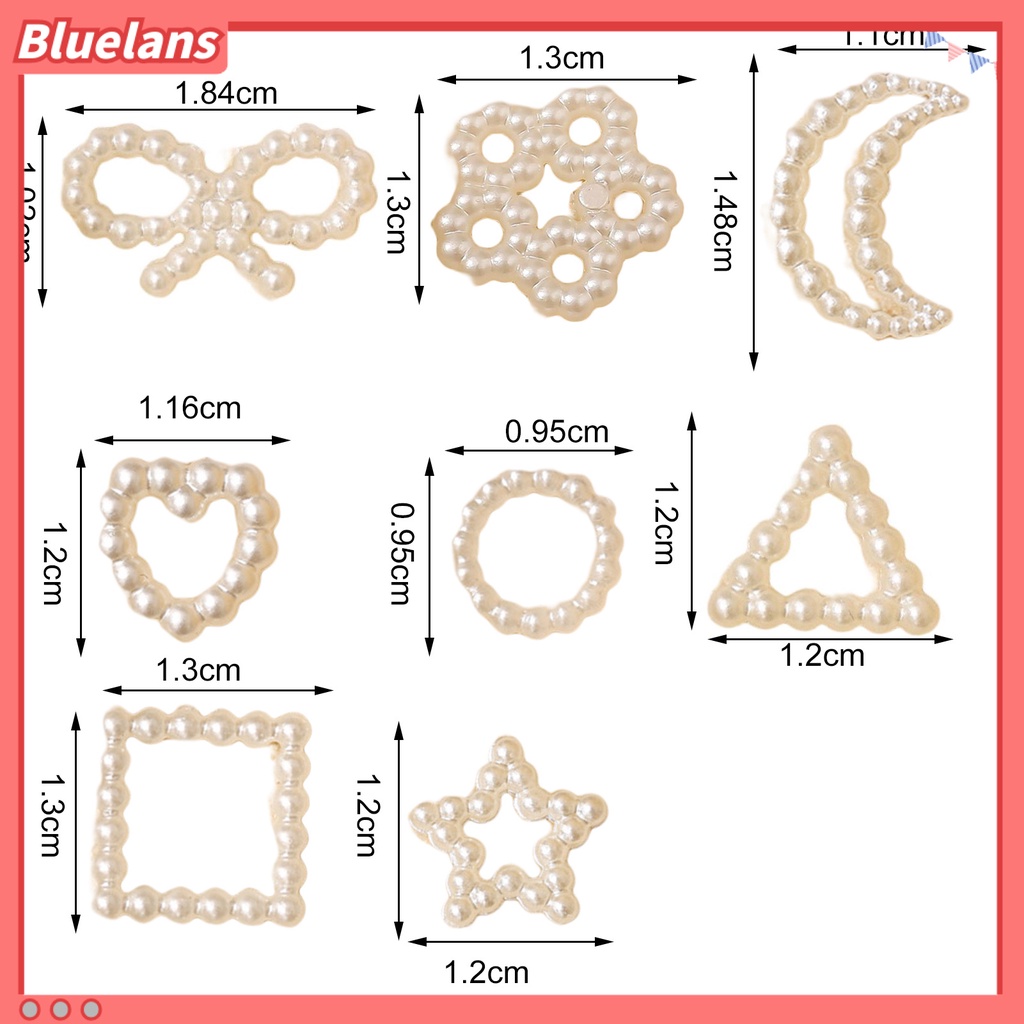 [BLM] 50 Pcs Mutiara Dekorasi Kuku Busur /Cinta Hati/Star Putih Mini Bulat Manik-Manik Indah Fashion DIY Nail Art Aksesoris Nail Art Pesona Ponsel Case Dekorasi Perlengkapan Kuku