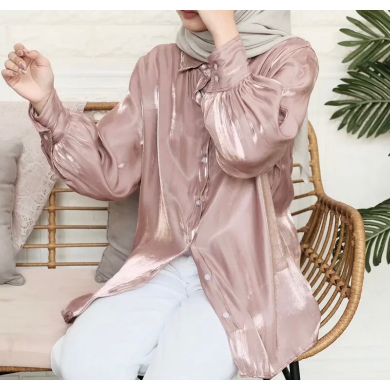 Inara Kemeja Wanita Shimmer Atasan Wanita Terbaru Blouse Bahan Shimmer